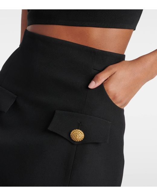 Balmain Black Wool Miniskirt