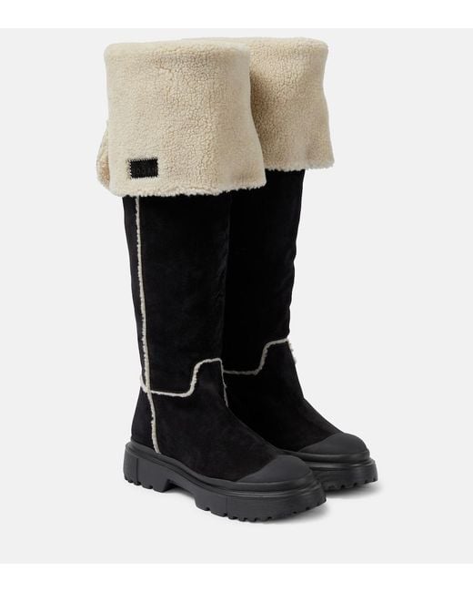 Hogan Black Chic Calfskin Ankle Boots For