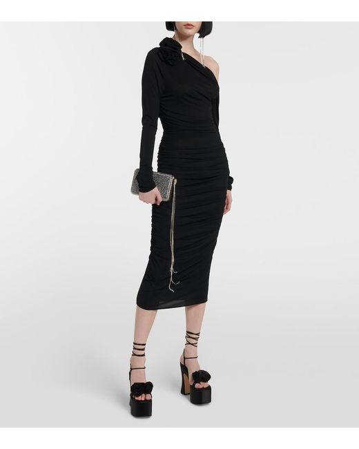 Magda Butrym Black Applique Satin Platform Sandals