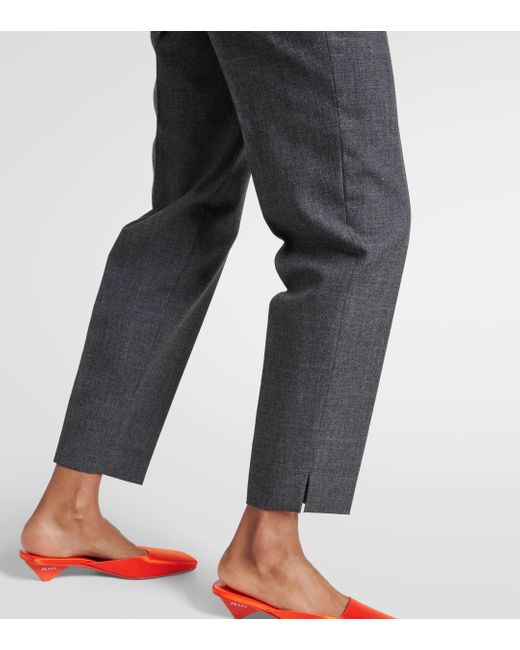Prada Gray High-rise Virgin Wool Slim Pants