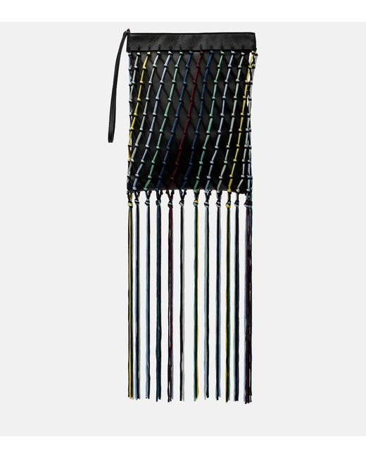 Gabriela Hearst Black Naila Fringed Leather Pouch