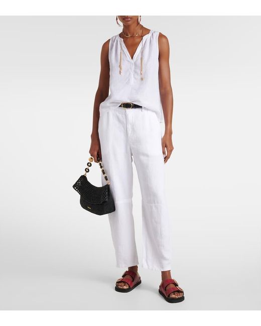 Velvet White Tacy Linen Top