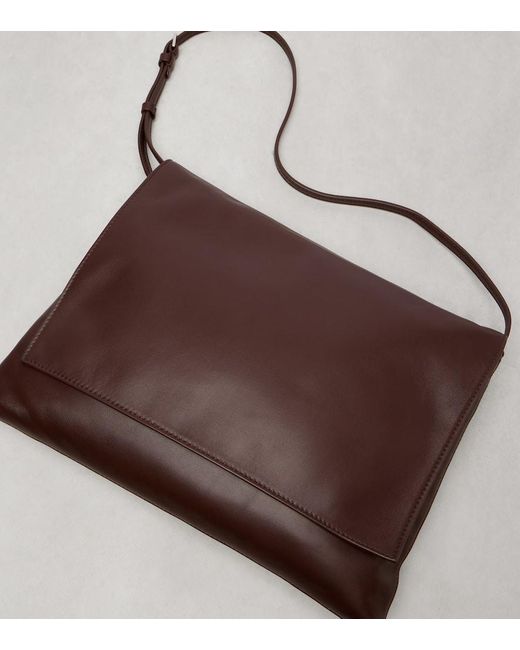 The Row Brown Nan Leather Shoulder Bag