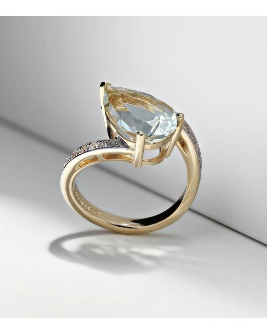 Mateo White Slanted 14Kt Ring With Amethyst And Diamonds