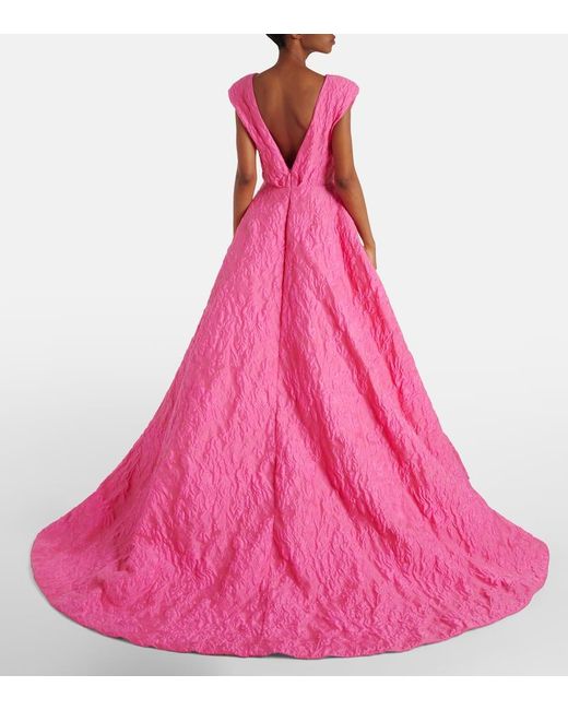 Monique Lhuillier Pink Jacquard Gown