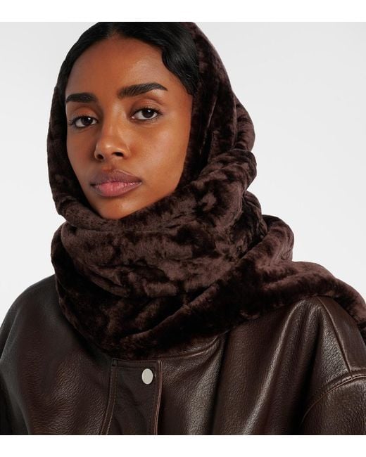 Nour Hammour Black Shearling Scarf