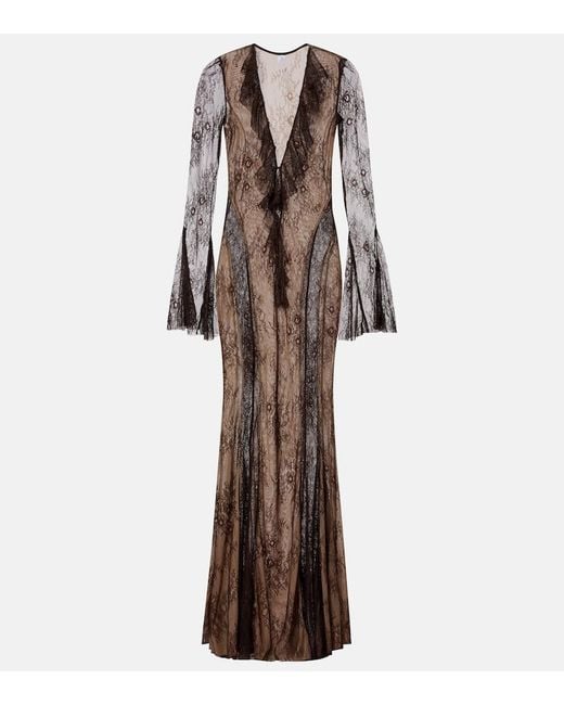 Bananhot Brown Nori Lace Maxi Dress