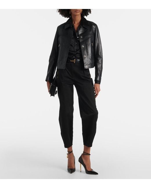 Tom Ford Black Cotton Twill Cargo Pants
