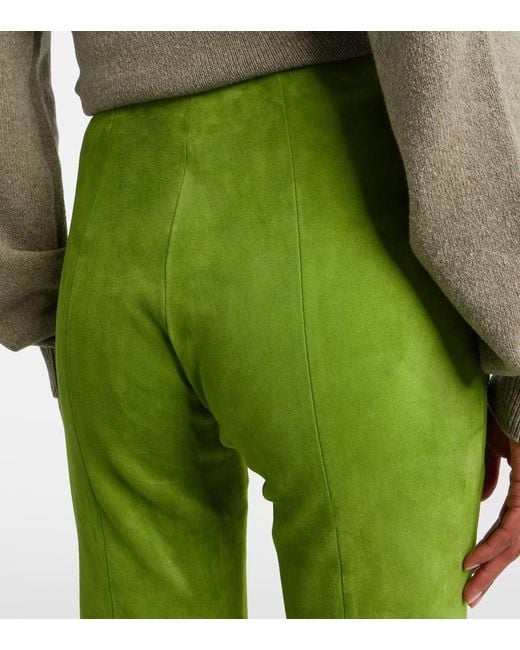 Stouls Green Gege Suede Flared Pants
