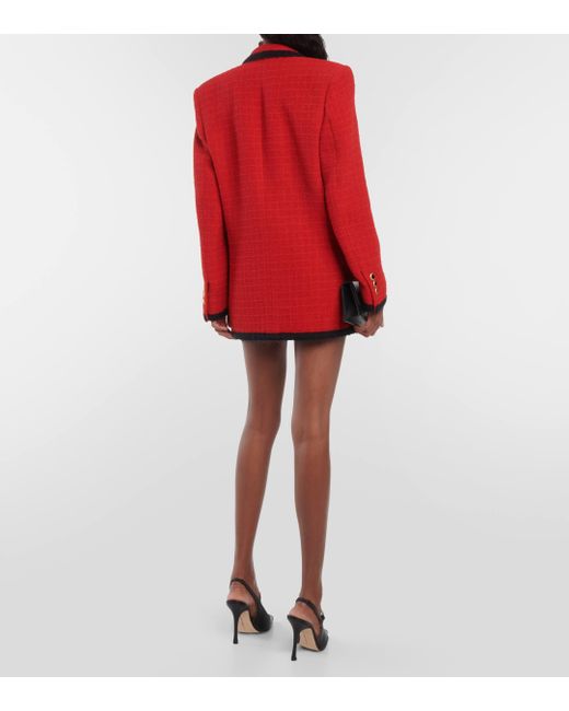 Alessandra Rich Red Wool-blend Boucle Jacket