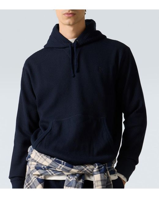 Polo Ralph Lauren Blue Waffle-Knit Hoodie for men