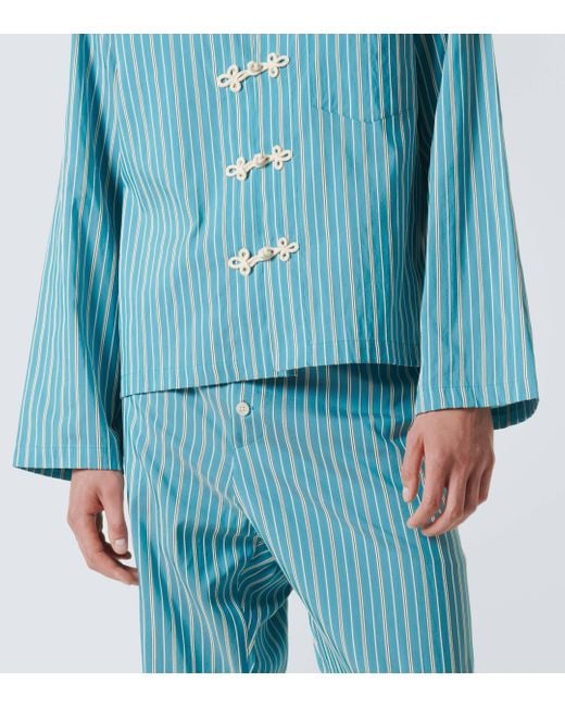 Bode Blue Shore Stripe Cotton-blend Shirt for men