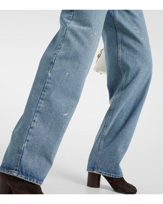MM6 by Maison Martin Margiela Blue High-Rise Straight Jeans