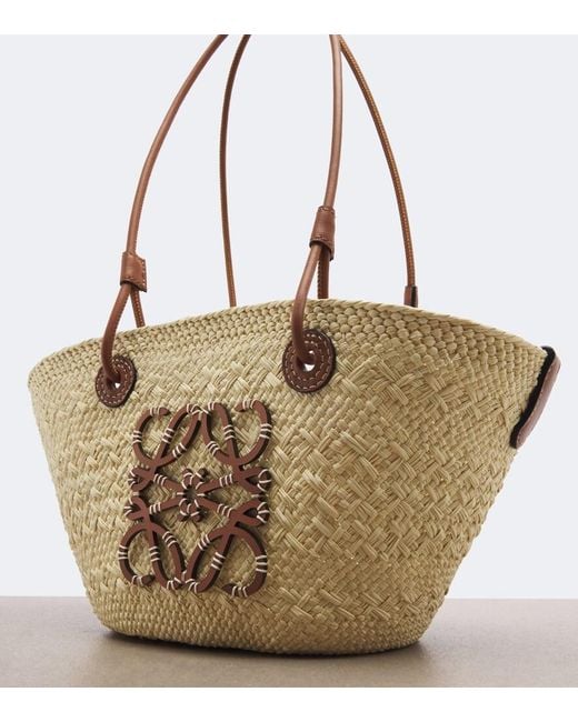 Loewe White Anagram Small Leather-Trimmed Basket Bag