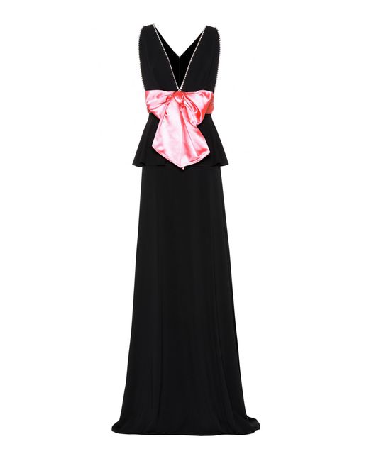 Gucci Black Embellished Bow Peplum Gown
