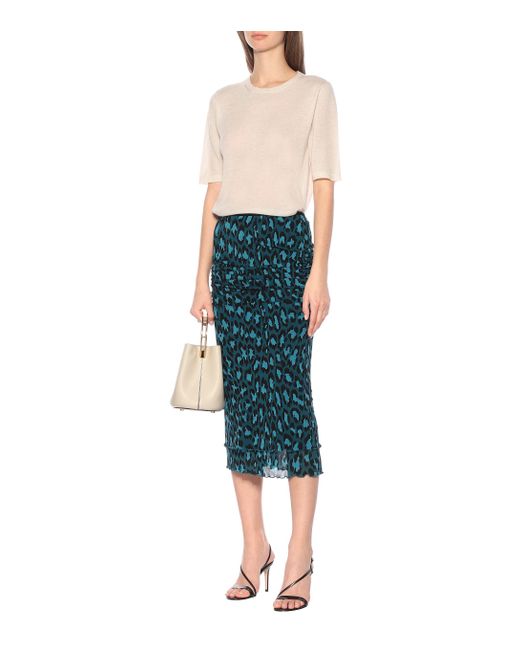 dvf leopard midi skirt