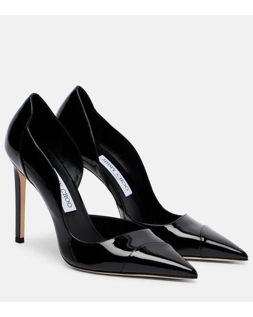 Jimmy Choo Black Brigitte 100 Patent Leather Pumps