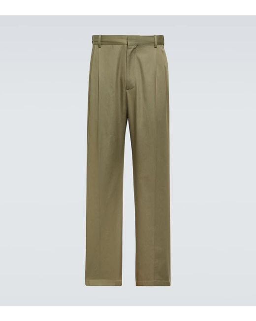 Pantalones anchos de algodon plisados Loewe de hombre de color Green