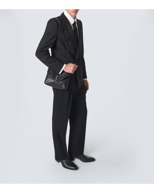 Saint Laurent Messenger Bag Cassandre Envelope Aus Leder in White für Herren