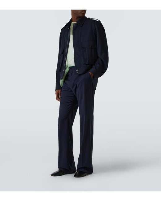 Dries Van Noten Blue Wool Gabardine Jacket for men