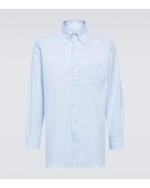Camicia Oxford Agui in cotone di Loro Piana in Blue da Uomo