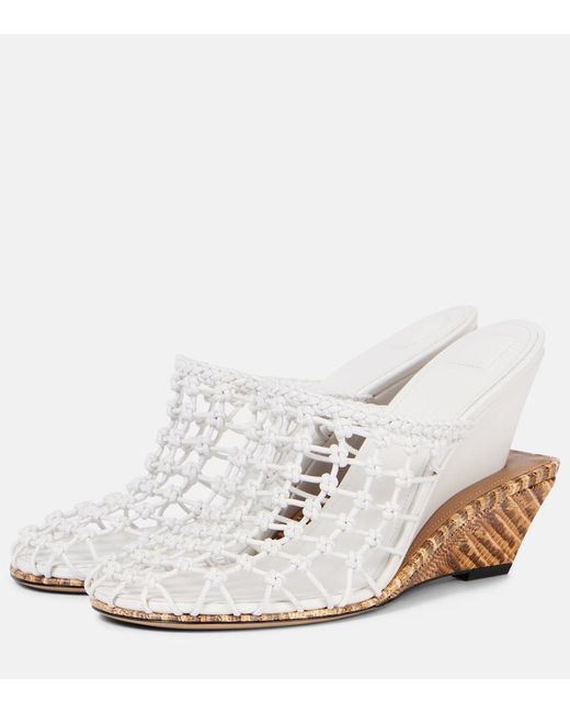Jacquemus White Doubles Netted Wedge Sandals