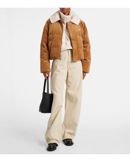 Polo Ralph Lauren Brown Daunenjacke Aus Baumwoll-Cord Mit Faux Fur
