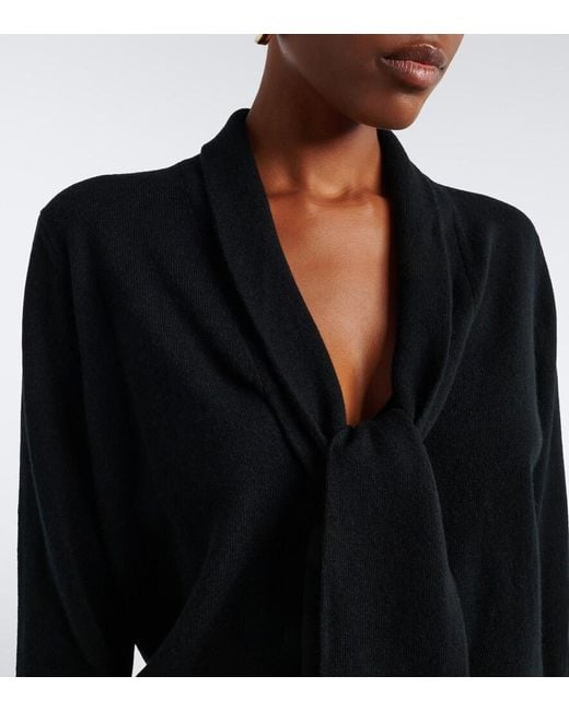 Jardin Des Orangers Black Tie-Neck Wool And Cashmere Sweater