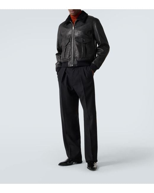 Saint Laurent Black Roman Leather Ankle Boots for men