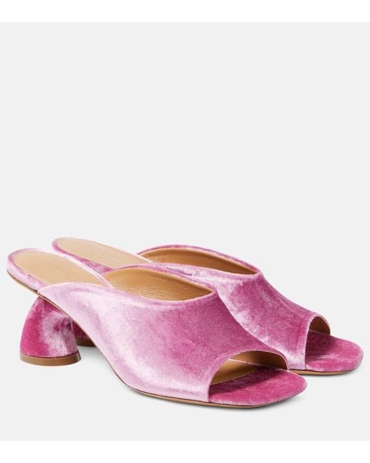 Dries Van Noten Pink 65 Velvet Mules