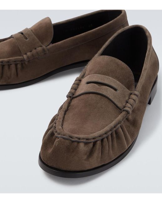Saint Laurent Brown Le Loafer Suede Penny Loafers for men
