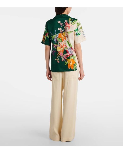 Camisa Aggie En Mezcla De Lino Floral ALÉMAIS de color Green