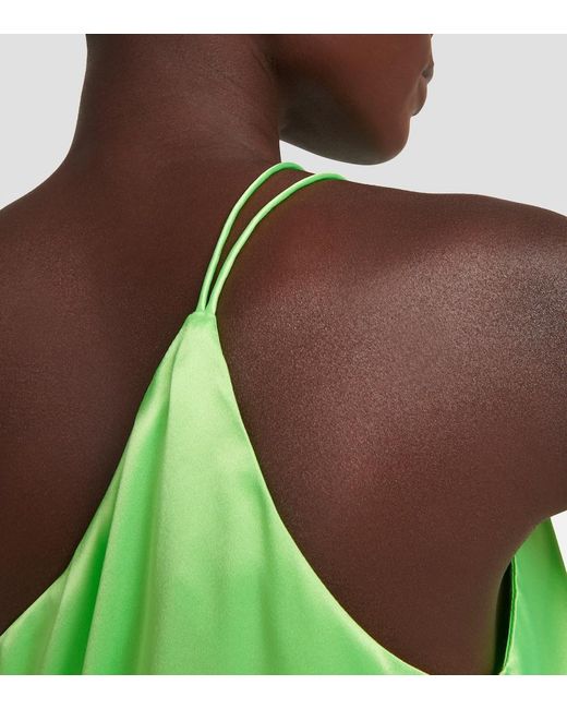 The Sei Green One-shoulder Silk Satin Top