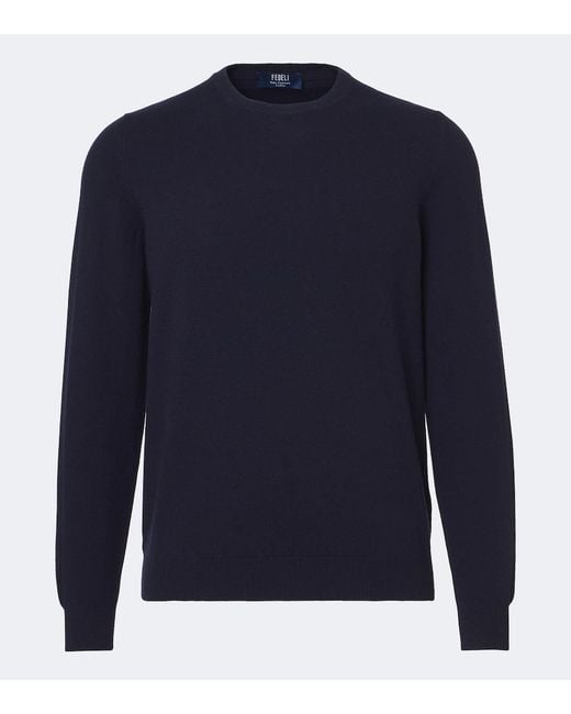 Fedeli Blue Cashmere Sweater for men