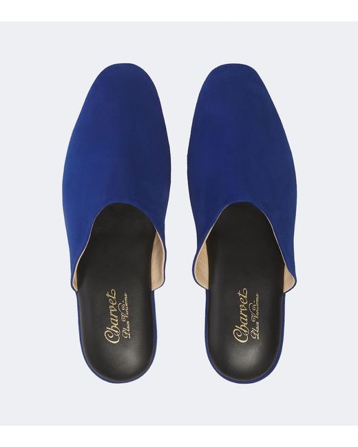 Charvet Blue Suede Slippers for men