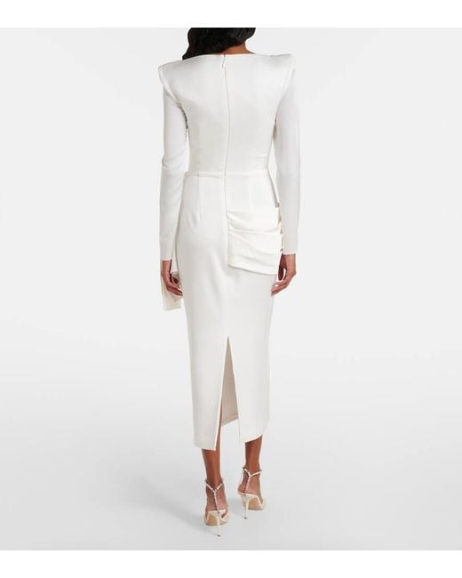 Alex Perry White Bridal Draped Crepe Satin Bustier Gown