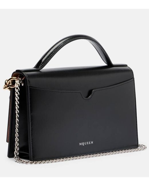 Alexander McQueen Black Skull Small Embellished Leather Tote Bag