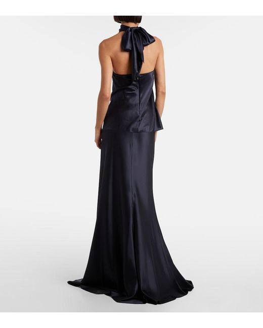 Ralph Lauren Blue Satin Maxi Skirt