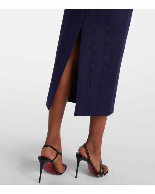 Roland Mouret Blue Belted Crepe Midi Dress