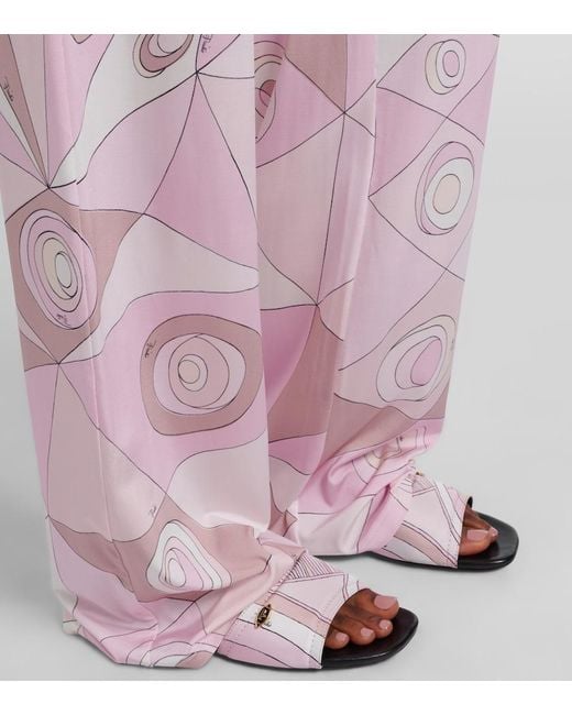 Emilio Pucci Pink Occhi Jersey Straight Pants
