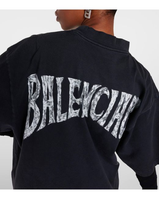 Balenciaga Black Printed Cotton-jersey T-shirt