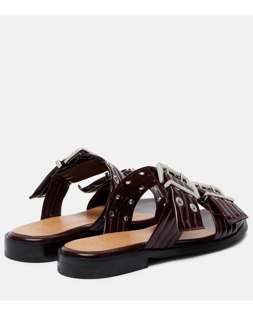 Ganni Brown Feminine Buckle Sandals