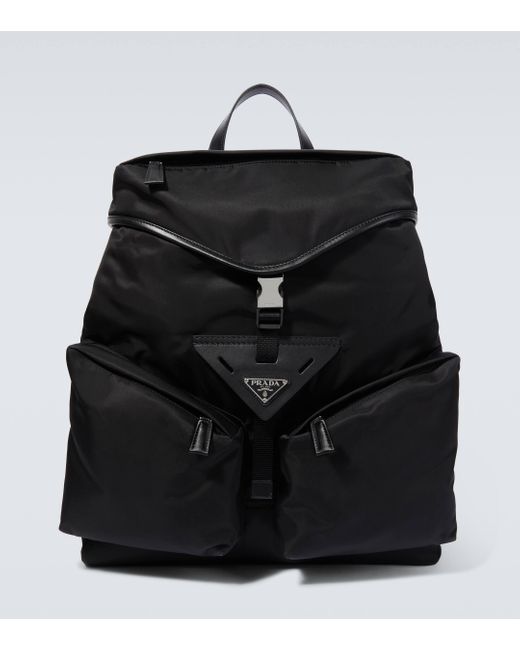 Prada Black Leather-trimmed Re-nylon Backpack for men