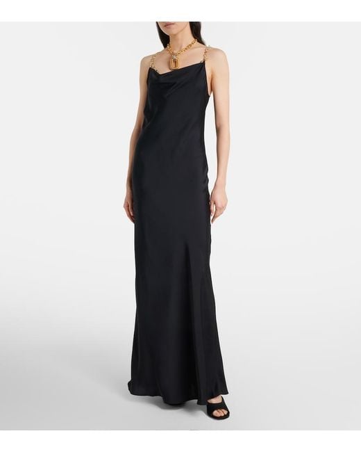 Rabanne Black Chain-Detail Gown
