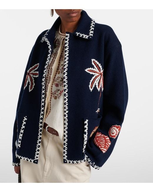 Alanui Blue Remember Me Virgin Wool Jacket