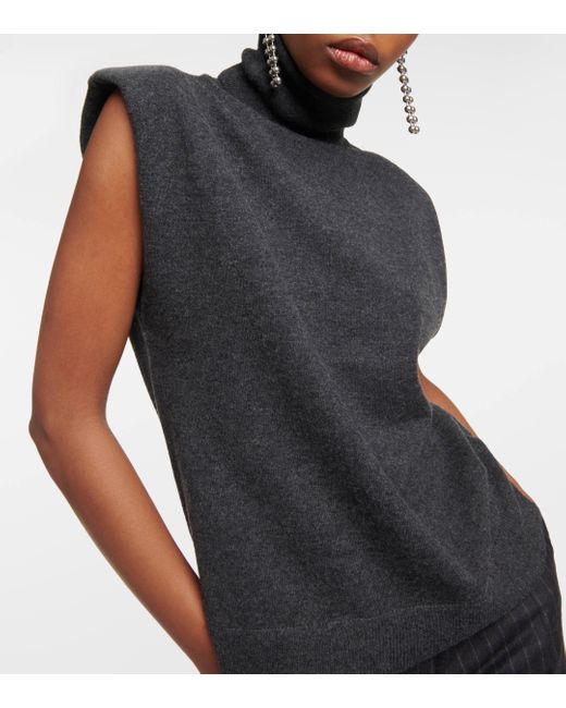Frankie Shop Black Nadia Turtleneck Wool Sweater Vest