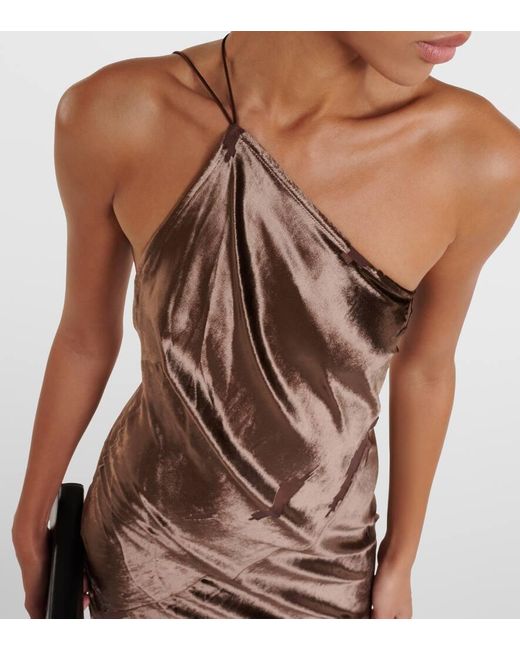 The Sei Brown One-shoulder Silk Velvet Gown