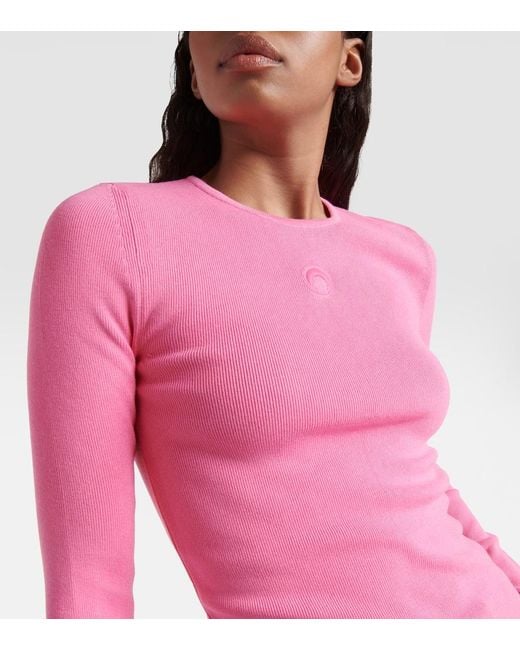 MARINE SERRE Pink Core Open-Back Jersey Top