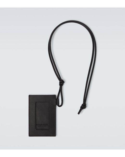 Bottega Veneta Black Intrecciato Leather Luggage Tag for men