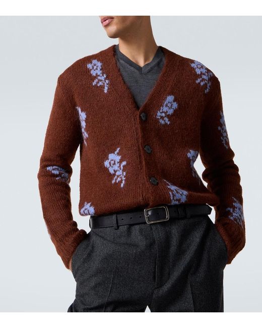 Jil Sander Brown Intarsia Alpaca And Wool-Blend Cardigan for men
